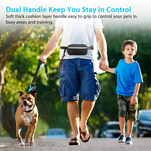 Uppetly Hands Free Dog Running Leash with Adjustable Waist Belt, Dual Handle Elastic Bungees Retractable Rope for Small and Medium Dogs, Reflective Stitches for Walking Hiking Biking (Medium, 8-25lb) - size: Medium