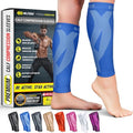 BLITZU Calf Compression Sleeves, Footless Compression Socks for Men & Women - color: Blue, size: Large/X-Large