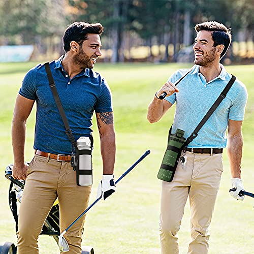 EasyAcc Water Bottle Holder Strap Sling, for Owala FreeSip 24 32 40 oz, Hydro Flask, Cirkul, Yeti, Stanley Flip, Universal Water Bottles, with Carabiner, for Walking Curise Travel (Bottle Excluded) - color: Fully Black