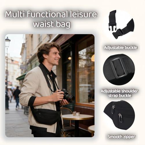 Fanny Pack Belt Bag for Men and Women, Anti-Theft Fanny Pack,Water-Resistant with 3-Zipper Pockets,waterproof fanny pack,Lightweight Running Waist Pack for Travel,Running,Hiking,Cycling
