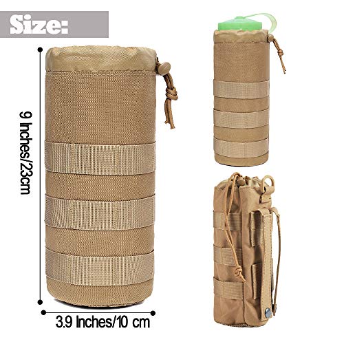 Water Bottles Pouches - 1000D Tactical Molle Drawstring 32OZ Hydration Carrier Bag - color: 4 Pack Black