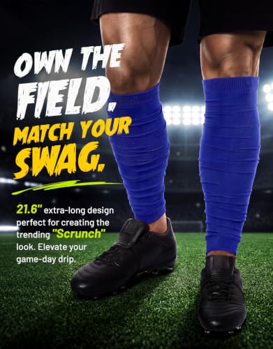 Football Leg Sleeves Scrunch Style Calf Compression Sleeve Men One Size - color: Blue