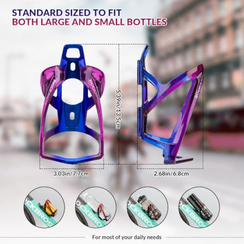 ROCKBROS Bike Water Bottle Holder Ultralight Bottle Cages with Screws Tool - color: Purple-Blue, size: Standard