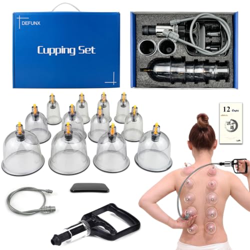 DEFUNX Cupping Set, 12 Cups Cupping Kit for Massage Therapy, Cupping Therapy Set with Pump for Back Massage, Pain Relief, Physical Therapy - size: 12 Cup