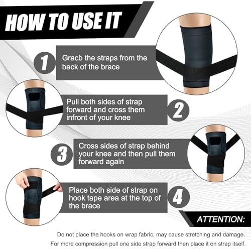 Compression Knee Brace for Women & Men - 2 Pack with Adjustable Straps - color: 2 Pack - Black, size: Small