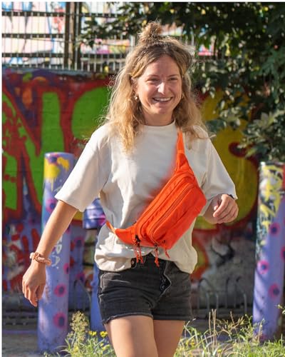 WATERFLY Fanny Pack Waist Bag: 2.5L Large 5 Zipper Pockets for Women Men - color: Orange