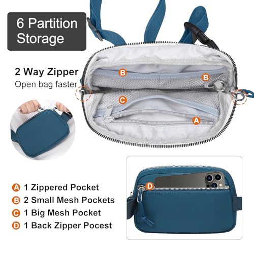 Mini Belt Bag for Women, RFID Small Fanny Pack, Womens Fashion Waist Packs with Extender Strap, Crossbody Bum Bags - color: J05-blue