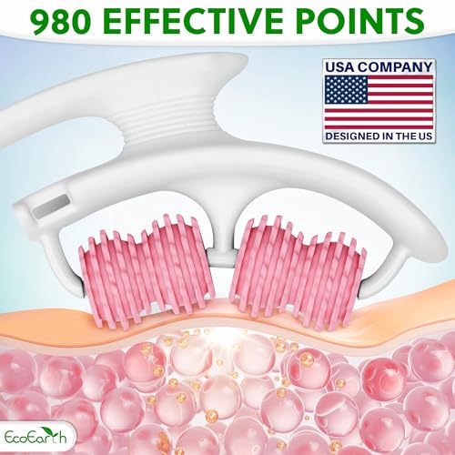 Cellulite Massage Roller, Handheld Fascia Massager with Detachable Handles - color: Pink