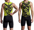 Wixen Men's Performance Triathlon Suit Sleeveless Tri Suit Padded Quick Dry Run Swim Bike - color: Volt Camo, size: X-Large