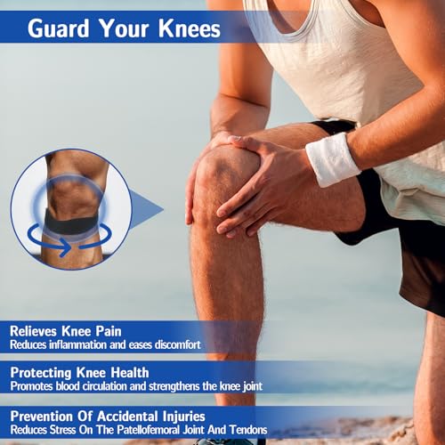 2 Pcs Patella Tendon Knee Straps Flex Patellar Tendon Knee Support Brace Patellas Stability Support Strap Patella Stabilizer for Women Men Basketball Soccer Tennis Running Hiking Cycling Protect