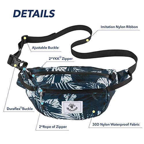 4Monster Hiking Waist Packs Portable,Water Resistant Fanny Bag with Adjustable Strap,Lightweight Crossbody Chest Bag Slim Bag - color: Flower Blue