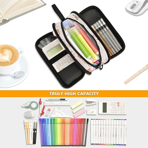 Fisyme Cowgirl Western American Pencil Case Large Capacity Pen Box Makeup Pouch Holder Organizer Stationery Bag for School Office College Traval Adults - color: Multi-Cream Pinks
