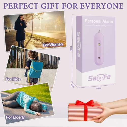 Personal Safety Alarm - Waterproof Rechargeable Security Alarm - 140dB Extra Loud Siren & Strobe Light - Self Defense Keychain - Gift for Women, Teenagers, College Girls, Seniors(Wisteria) - color: Wisteria