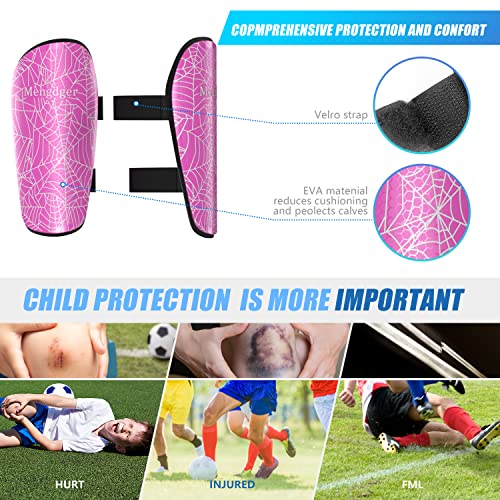 Shin Guards Soccer Youth Kids Boys Girls Toddler Shin Pads Child EVA Cushion Protection Reduce Shocks Injurie Calf Protective Gear Suitable for 4 5 6 7 8 9 10 11 12 Years Old - color: Pink, size: Medium