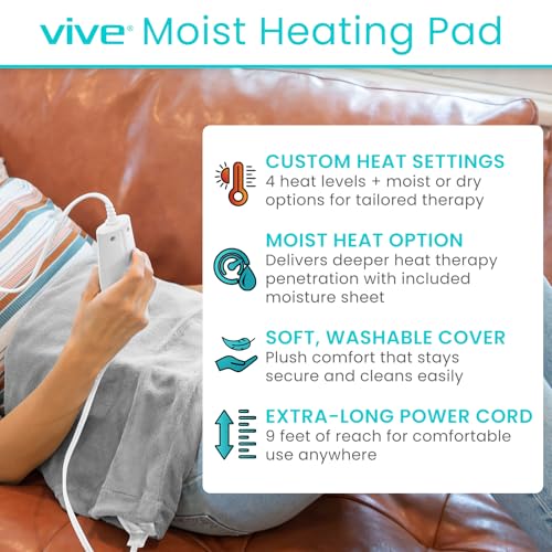 Vive Moist Heating Pad - Electric Heated Warming Hot Wrap for Heat Therapy - size: 12x24 Inch (Pack of 1)