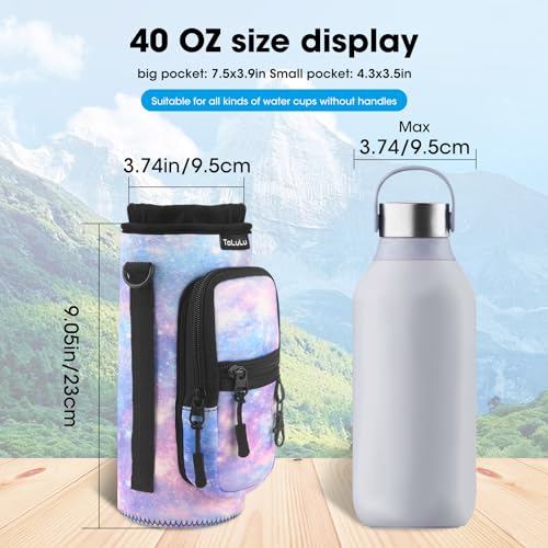 ToLuLu 25/32/40oz Water Bottle Carrier Bag Pocket,Insulated Neoprene Adjustable Shoulder Strap Water Bottle Pouch Case, Crossbody Water Bottle Holder Sling Sleeve for Men Women Adults - color: Galaxy, size: 40 OZ