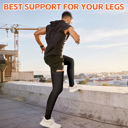20-30 mmHg Footless Thigh High Compression Socks for Women Men - color: 1 Pair-Black, size: 2X-Large