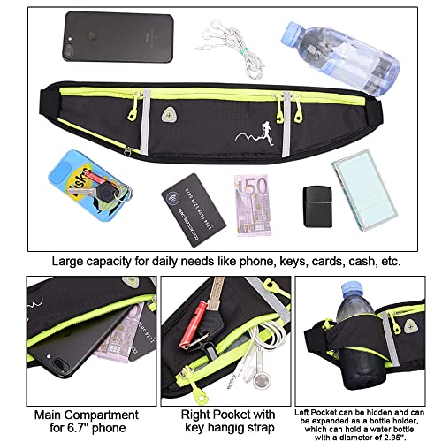 Peicees Fanny Pack for Men Women Bottle Holder Bag Waterproof Running Pouch Belt Waist Pack for Gym Travel, Adjustable Reflective Phone Holder for iPhone 13 12 11 Pro Max Samsung Galaxy S20 S10