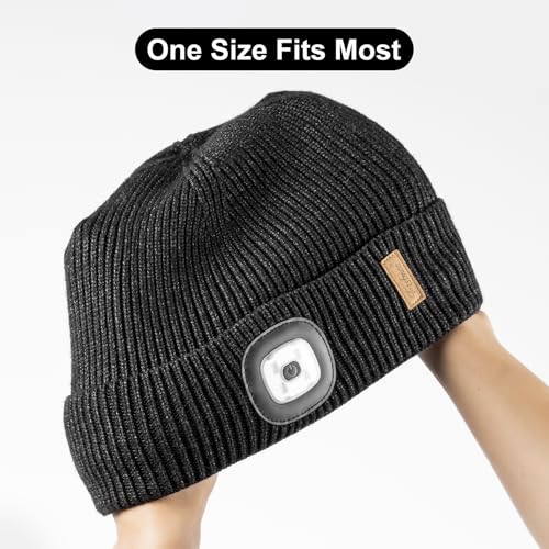 Etsfmoa Beanie with The Light,Fleece Lined Beanie Warm Hat,Gifts for Men - color: Deep Linen Gray