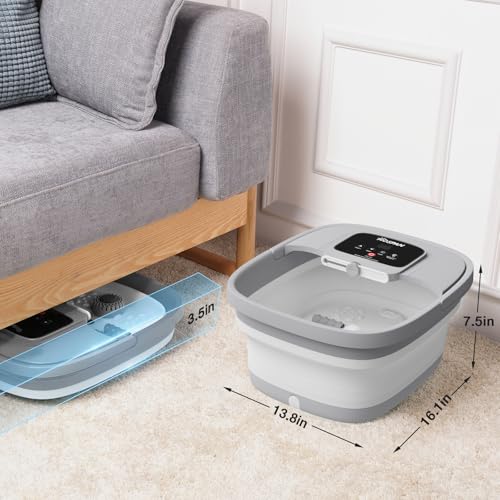 HOSPAN Collapsible Foot Spa, Foot Bath Massager with Heat, Bubble & Massage - color: Gray
