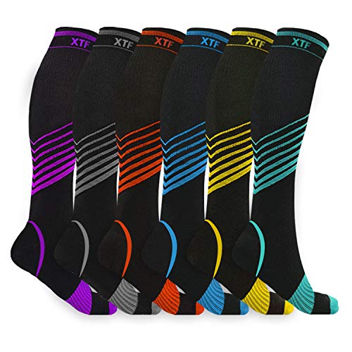 Extreme Fit Sport Compression Socks for Men and Women Knee High - Made for Running, Athletics, Pregnancy and Travel - 6 Pair - size: Small-Medium
