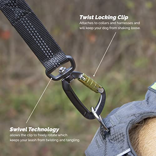 Tuff Mutt Waist Hands Free Dog Leash for Walking Running Hiking - color: Carabiner/Gray