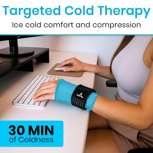 Arctic Flex Wrist & Thumb Ice Pack Wrap - Extra Strength Hot & Cold Therapy - color: Blue, size: Medium