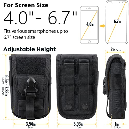 WYNEX Tactical Phone Pouch Molle, Phone Blet Holder Fit 4.0-6.7" Screen - color: Black