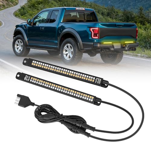 Nilight Truck Tailgate Light Strip 7" Aluminum Frame Double Row 60 LED - color: Red Amber