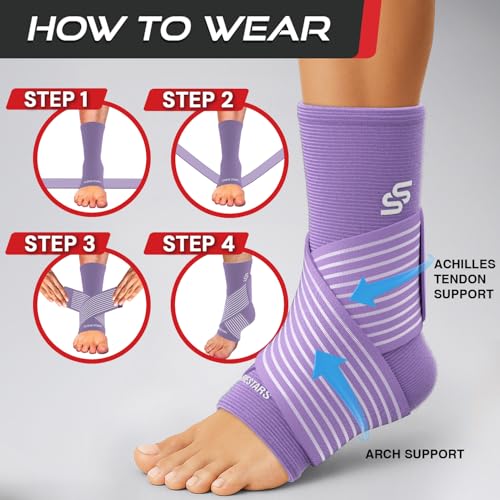 Sleeve Stars Ankle Brace for Men & Women (Single/M:10"-12"/Light Purple) - color: Light Purple, size: Medium