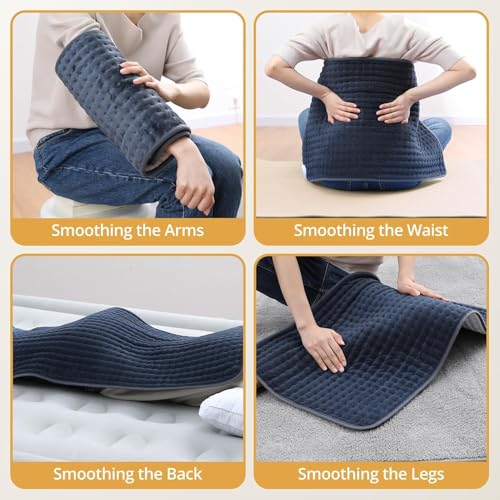 Heating Pad for Back Pain Relief, FSA Eligible HSA,17" x 33" Extra Large Heating Pads for Cramps, Electric Heating Pad with 6 Temperature Controller, Moist & Dry Heat, Auto Shut-Off, Machine Washable - color: Black&white