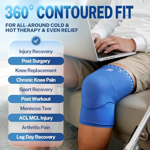 Knee Ice Pack Wrap, Long-Lasting Cold Compression for Knee Pain Recovery - size: L