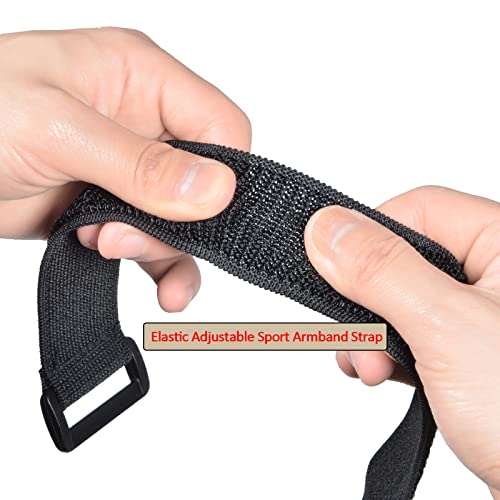 HYS Adjustable Elastic Armband Strap Bundle for Universal Silicone, Leather, Nylon Holster Case with Armband Slots (Black, 2)
