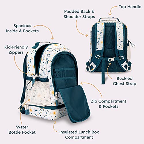 Bentgo Kids 2-in-1 Backpack & Insulated Lunch Bag with Padded Straps - color: Friendly Skies, size: Kids Large