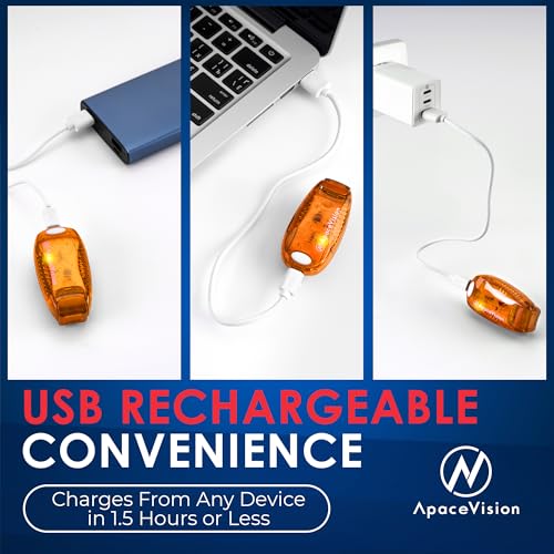 EverLightFX USB Rechargeable LED Safety Light 2 Pack, Clip On Strobe Light - color: Orange