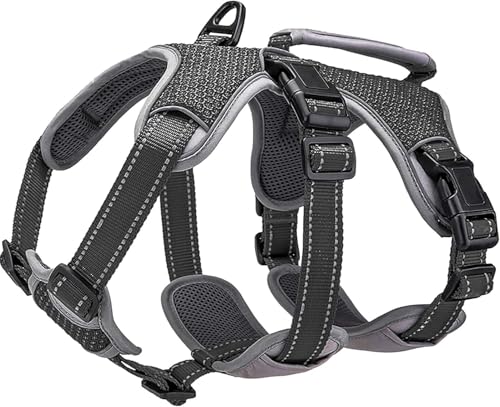Escape Proof Dog Harness, No Escape No Pull Reflective Dog Harness with Durable Handle, Adjustable Heavy Duty Vest for Small Medium Large Dogs, Walking and Training (Black,XL) - color: Black, size: XL (Pack of 1)