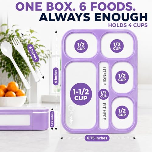 kinsho Bento Lunch Box, Ice Pack Insulated Bag for Kids Girls Teens, Purple - color: Purple