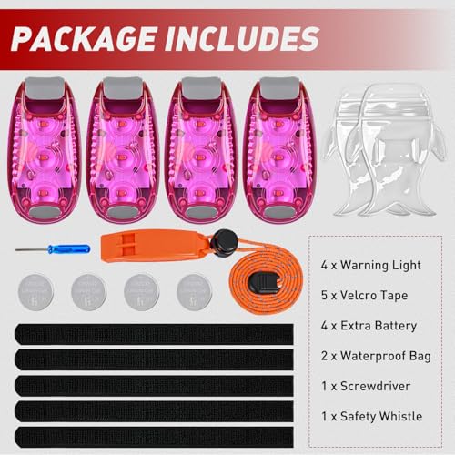 Nilight LED Safety Light 4PCS Pink Marine Navigation Bike Tail Lights - color: 3LED Safety Light-Pink
