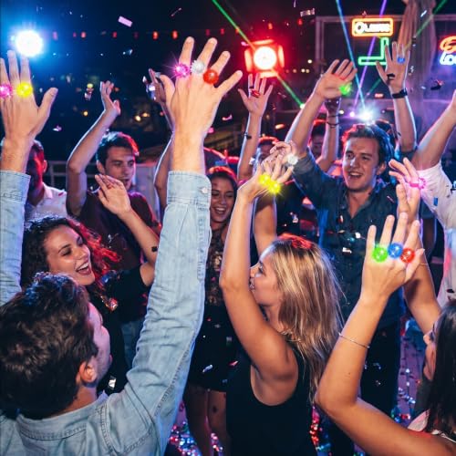 50 Pcs Light Up Rings Flashing LED Rubber Finger Rings for Carnival, July 4th, Halloween, Christmas, Concert, Goodie Bag Fillers, Raves - color: Multicolor