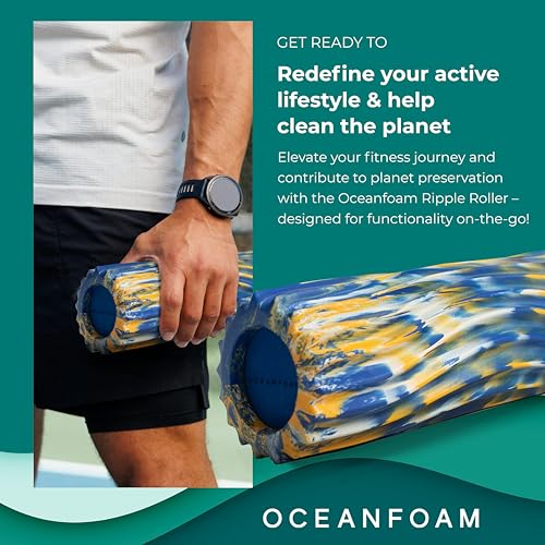 Oceanfoam Ripple Roller - Small Foam Roller (Royal, Gold & Natural Marbled) - color: Royal, Gold & Natural Marbled