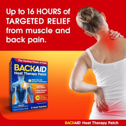 Backaid Heat Therapy Patch, Air-Activated Therapeutic Heat, Medium for Back, Shoulders, and Neck Pain Relief, 8 Count - size: 8 Count