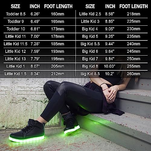IGxx LED Light Up Shoes for Kids Boys Girls Sparkly Sneakers - color: Black, size: 12 Little Kid