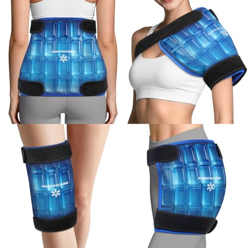 KingPavonini Soft Large Ice Pack for Injuries Reusable with Straps, 11"x15" - style: Large w/ Straps (Pack of 1)