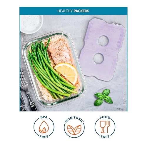 Healthy Packers Ice Packs for Lunch Boxes, Slim Cooler Ice Packs - color: Pastel (4 Pack)