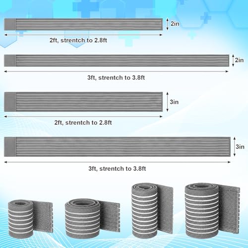 Geiserailie 4 Pcs Ice Pack Strap 4 Size Ice Belt Extender, Gray - color: Gray