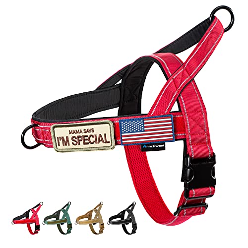 Annchwool No Pull Dog Harness with Soft Padded Handle(Red,XS,1 in Width) - color: Red, size: XS