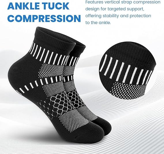 IRAMY Ankle Compression Socks for Women Men Cushioned Athletic Running Socks Plantar Fasciitis Relief 2/3/4/5/6 Pairs - color: Black+dark Grey+dark Blue(3 Pairs), size: Small