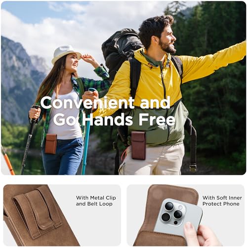 Holster for iPhone 17 Pro Max 16 Pro Max 15 Pro Max 14 Pro Max 13 Pro Max 16 Plus 15 Plus 14 Plus, Premium Leather Pouch with Belt Clip Phone Holster Belt Case, Light Brown -L - color: Light Brown, size: Large