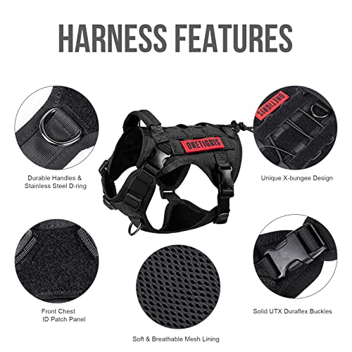 OneTigris Tactical Dog Harness with Handle for Small Medium Dogs Black S - color: Black, size: Small