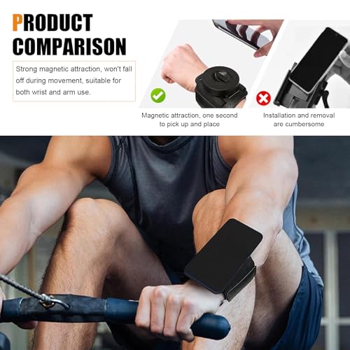 Wristband Phone Holder, Solid Support Hands-Free Phone Mount for Running Cycling Sport, Adjustable Elastic Strap Navigation Holder, Quick Pickup Placement Anti-Drop Design Accessory (Black)